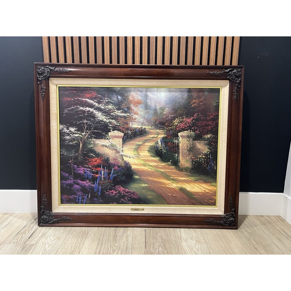 Thomas Kinkade Spring Gate 2907/3950 Signed Canvas w/ COA 1996 Framed